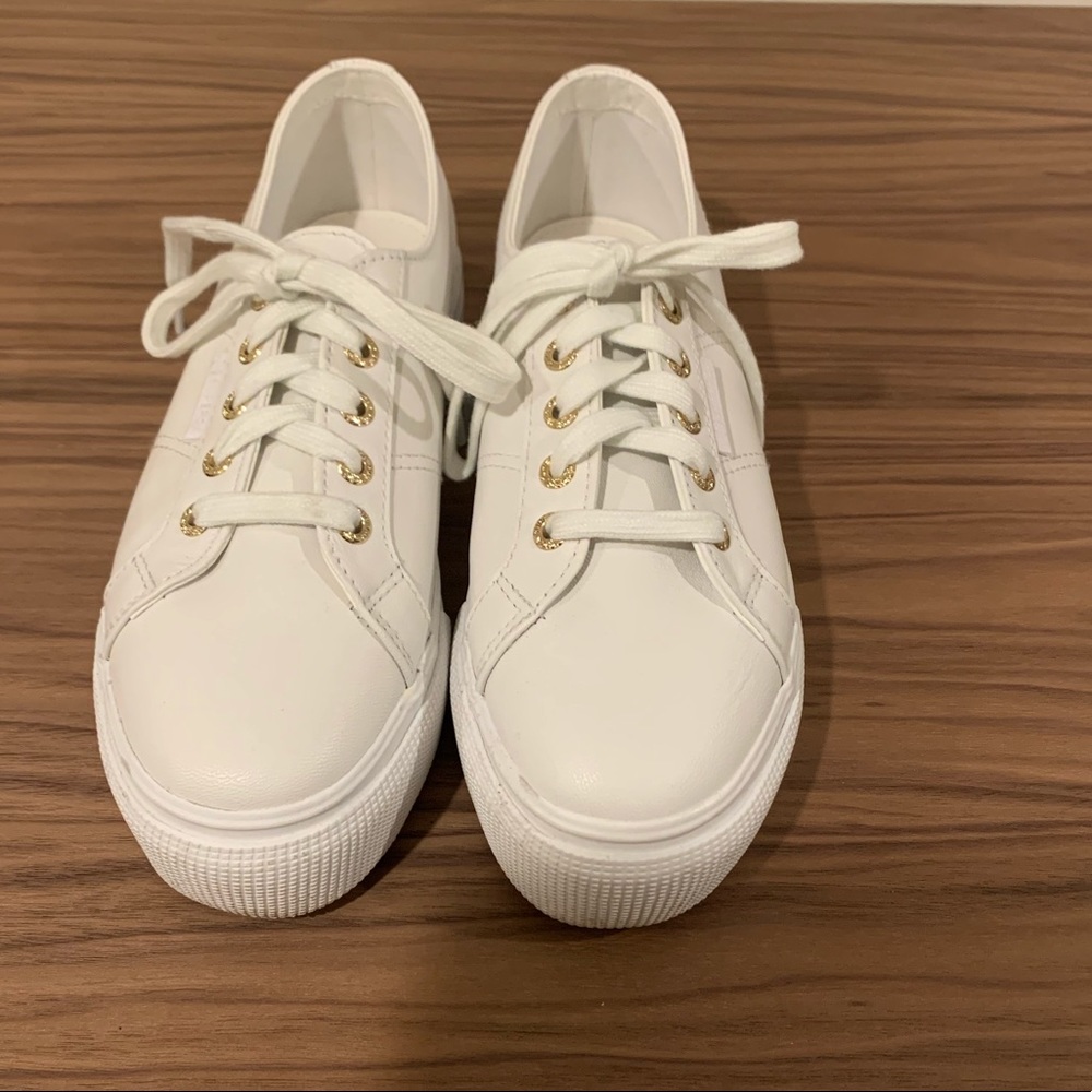 Superga 2790 Platform White gold leather